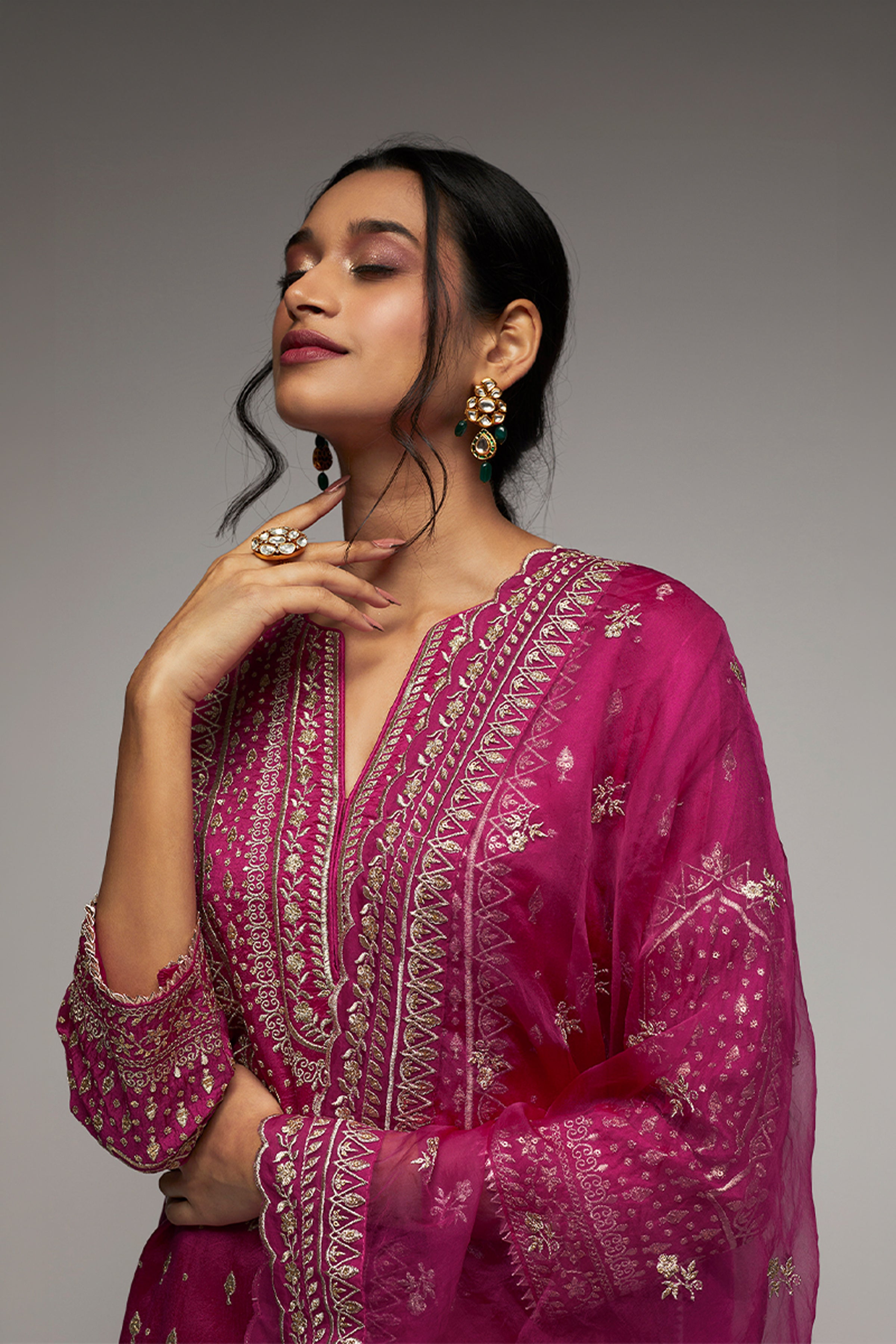 GOPI VAID KURTI SHARARA DUPATTA RANI PINK
