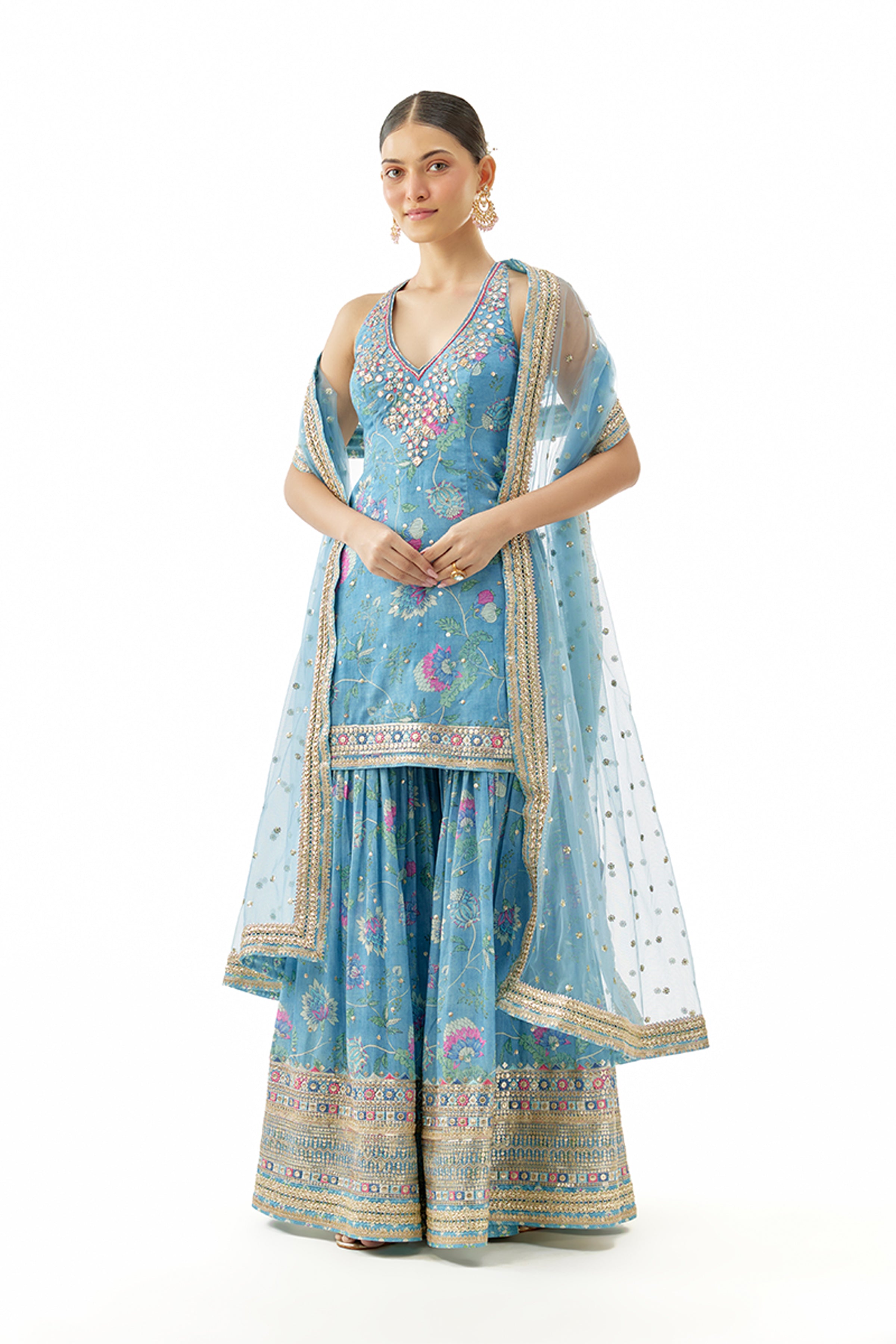 GOPI VAID KURTI SHARARA DUPATTA BLUE