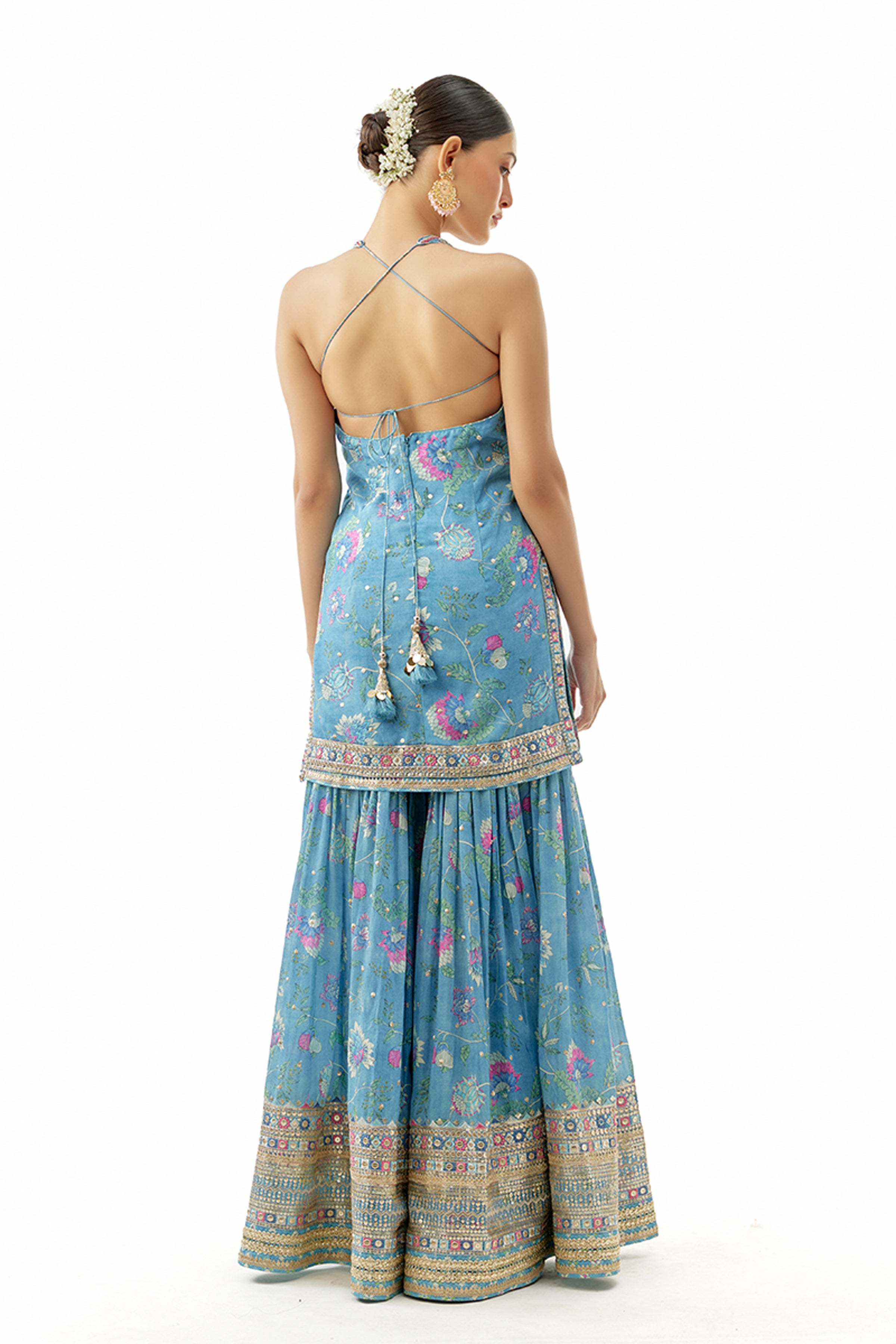 GOPI VAID KURTI SHARARA DUPATTA BLUE