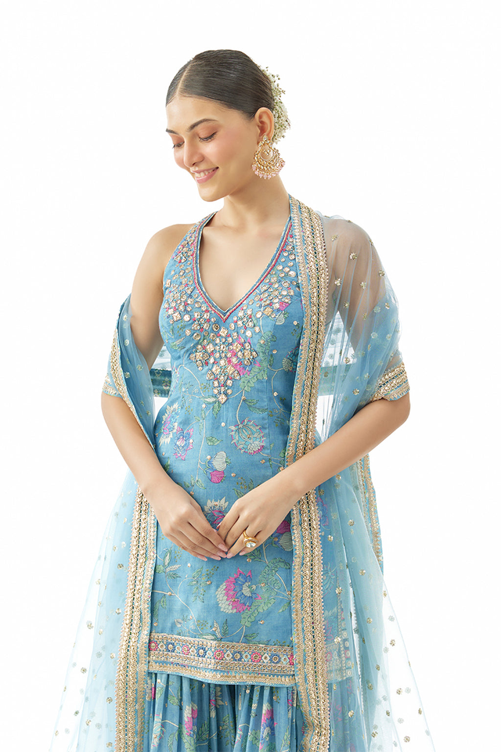 KURTI SHARARA DUPATTA BLUE