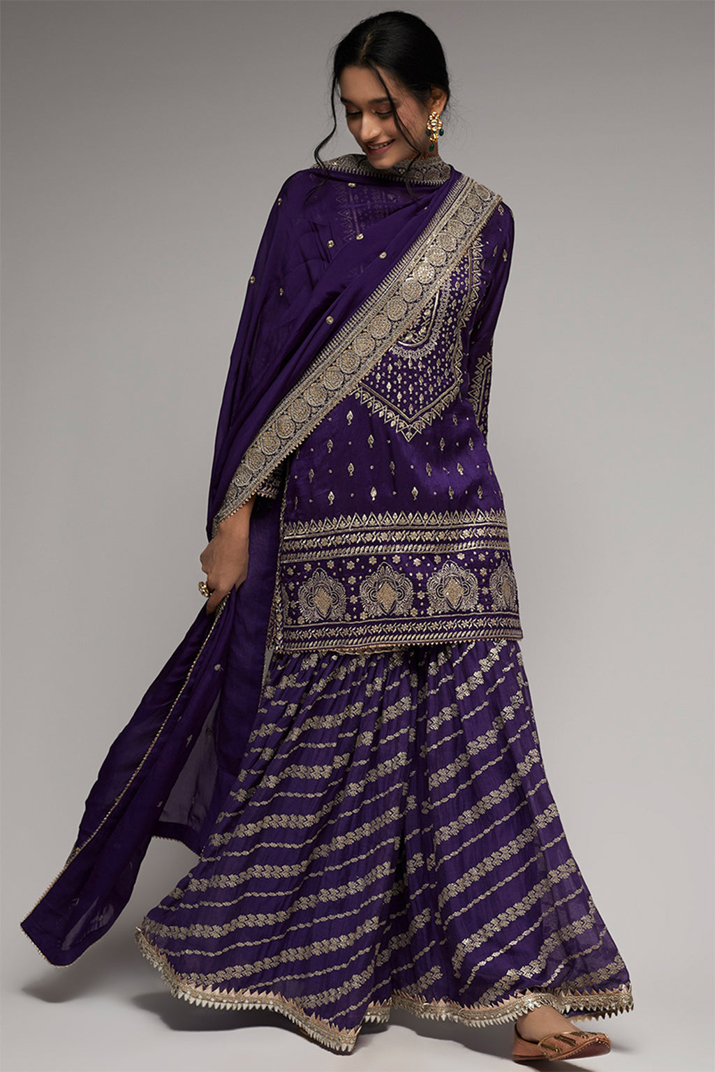 KURTI SHARARA DUPATTA PURPLE