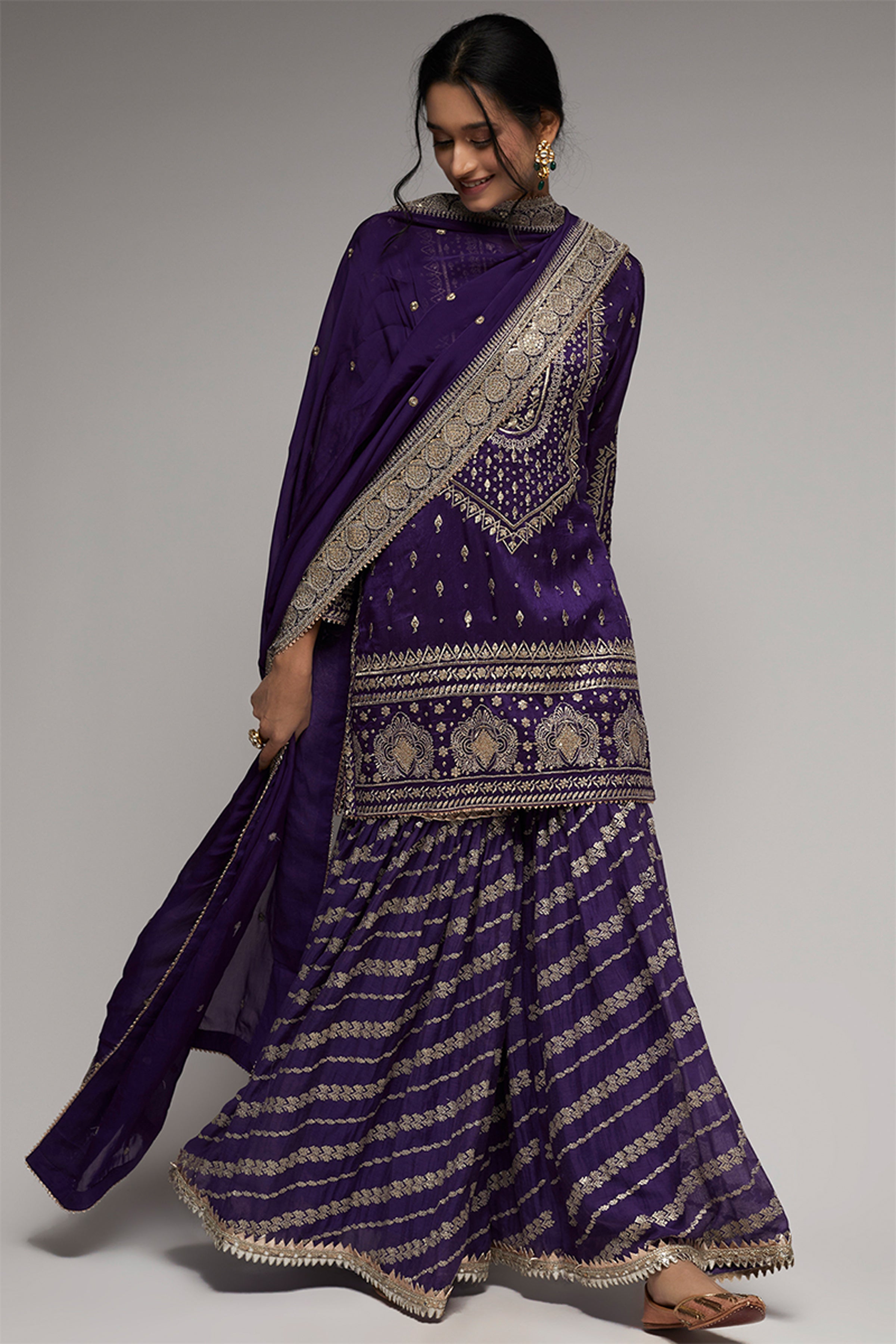 GOPI VAID KURTI SHARARA DUPATTA PURPLE