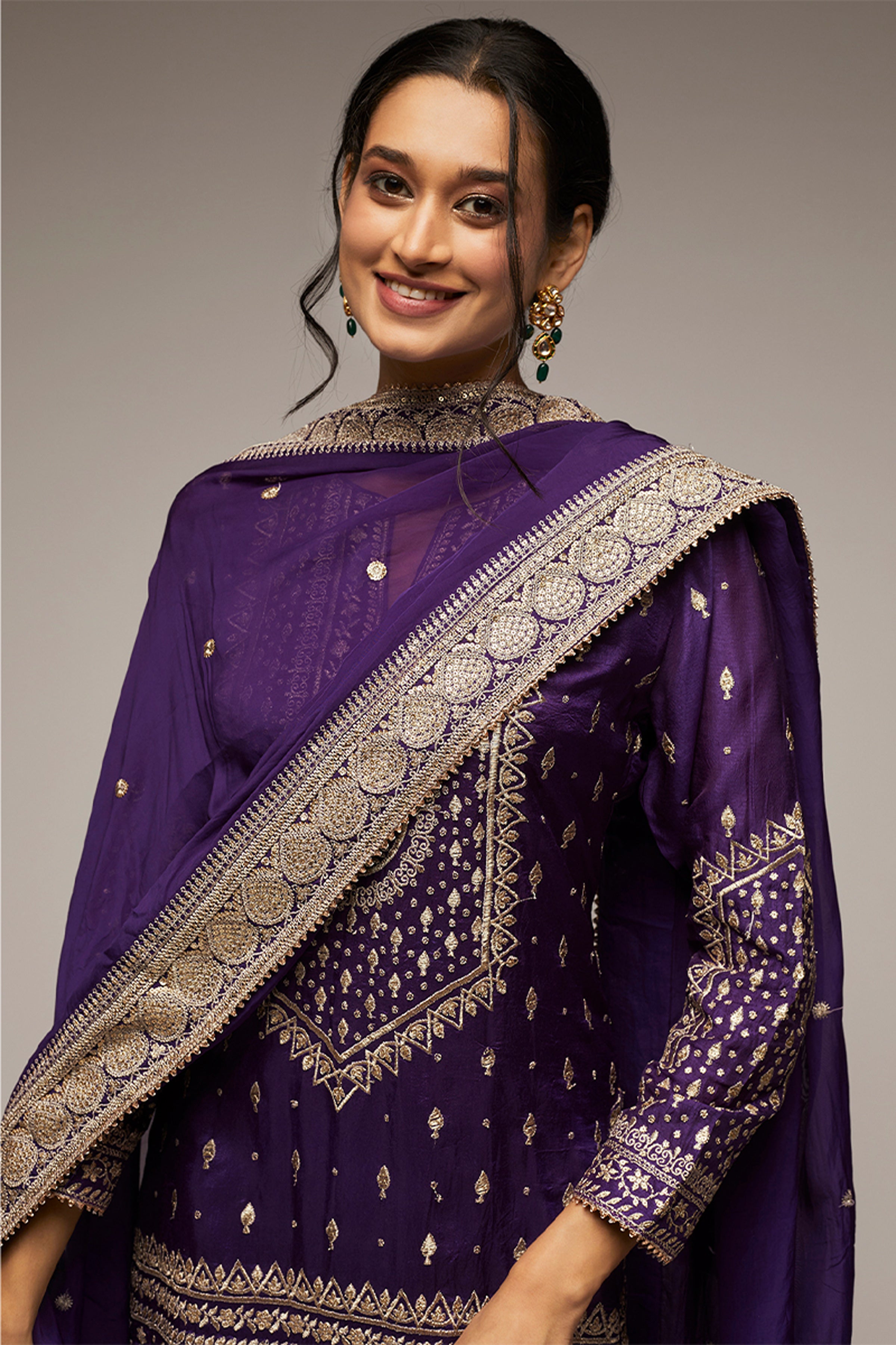 GOPI VAID KURTI SHARARA DUPATTA PURPLE
