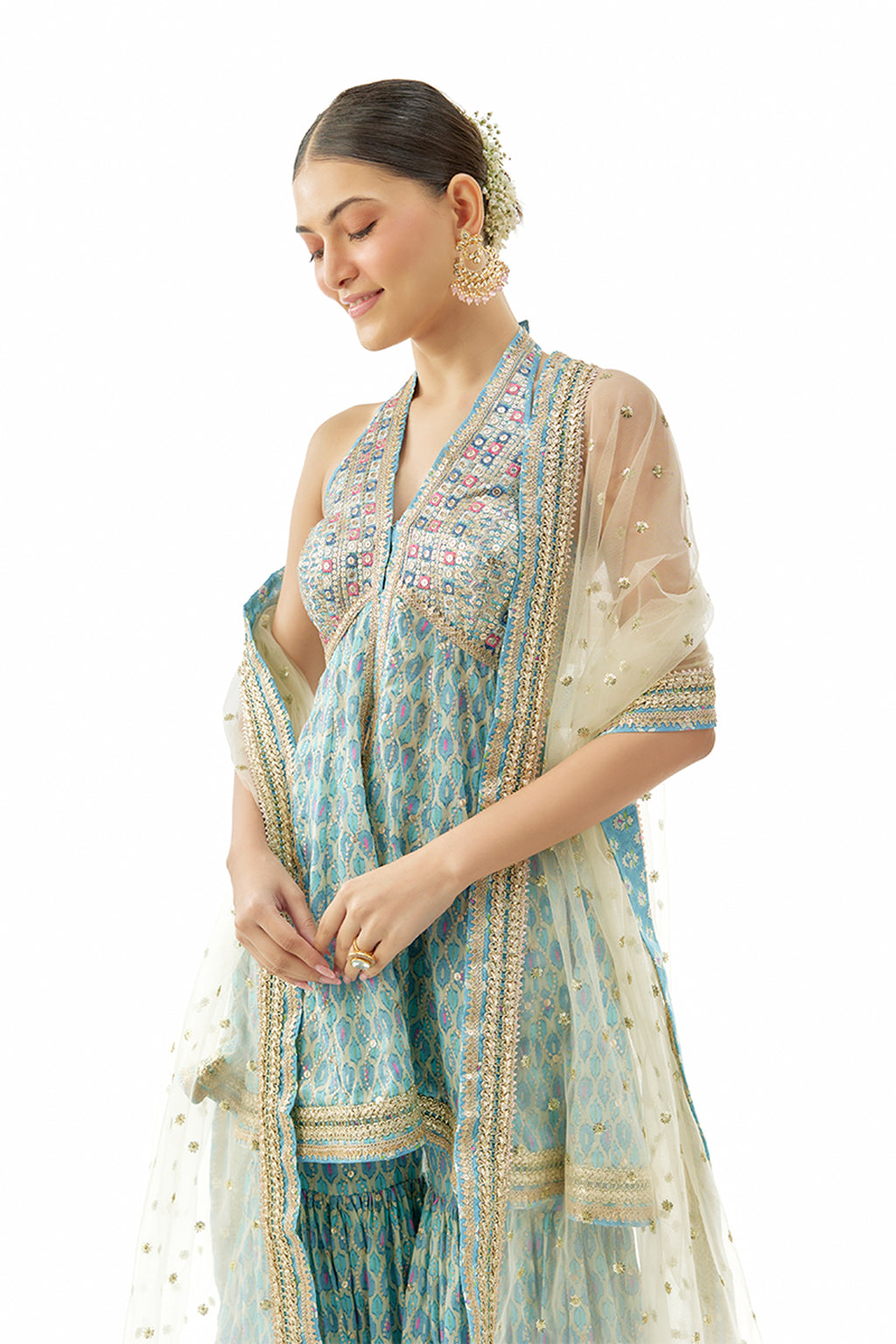 PEPLUM SHARARA DUPATTA BLUE