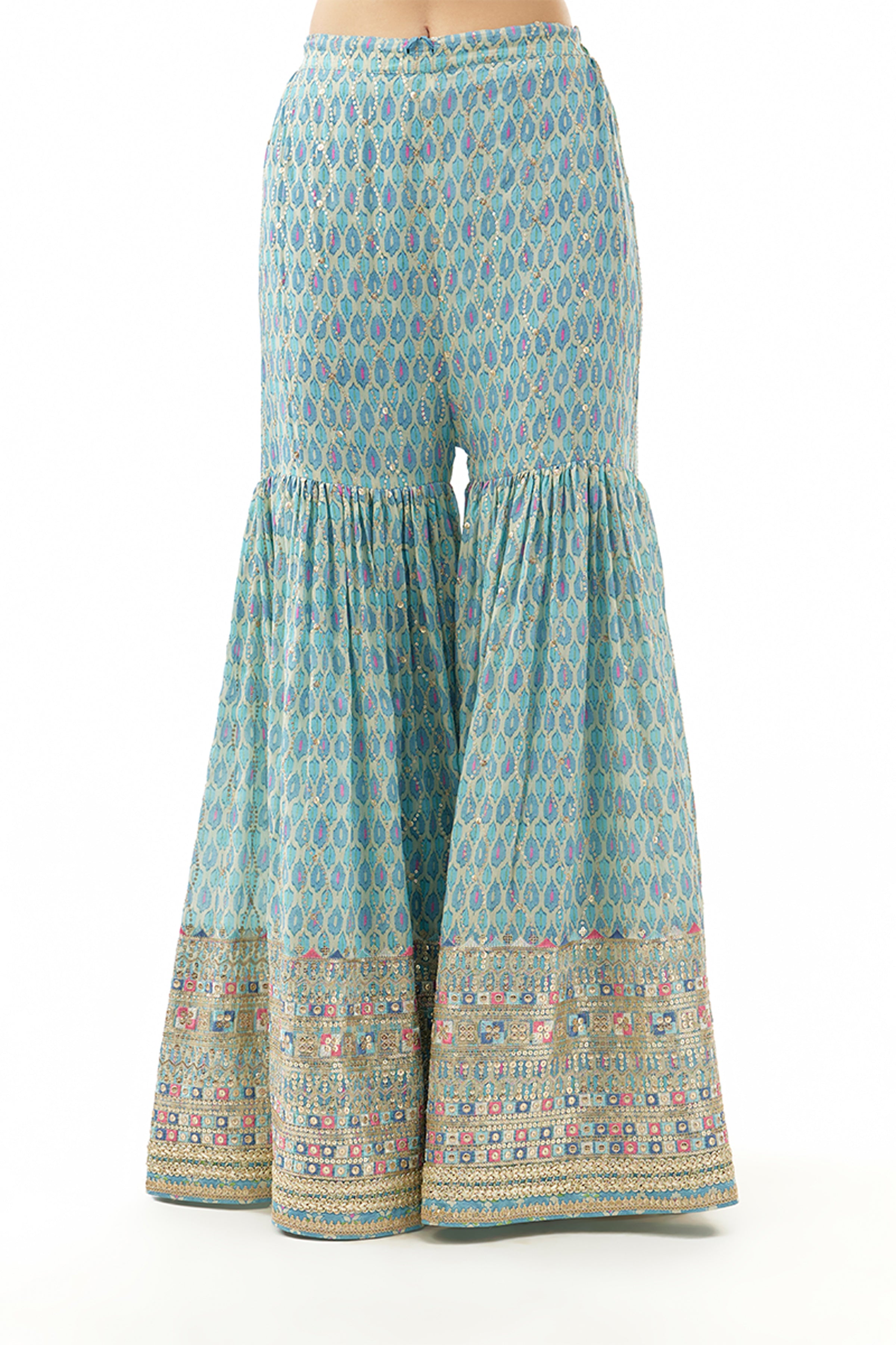 GOPI VAID PEPLUM SHARARA DUPATTA BLUE