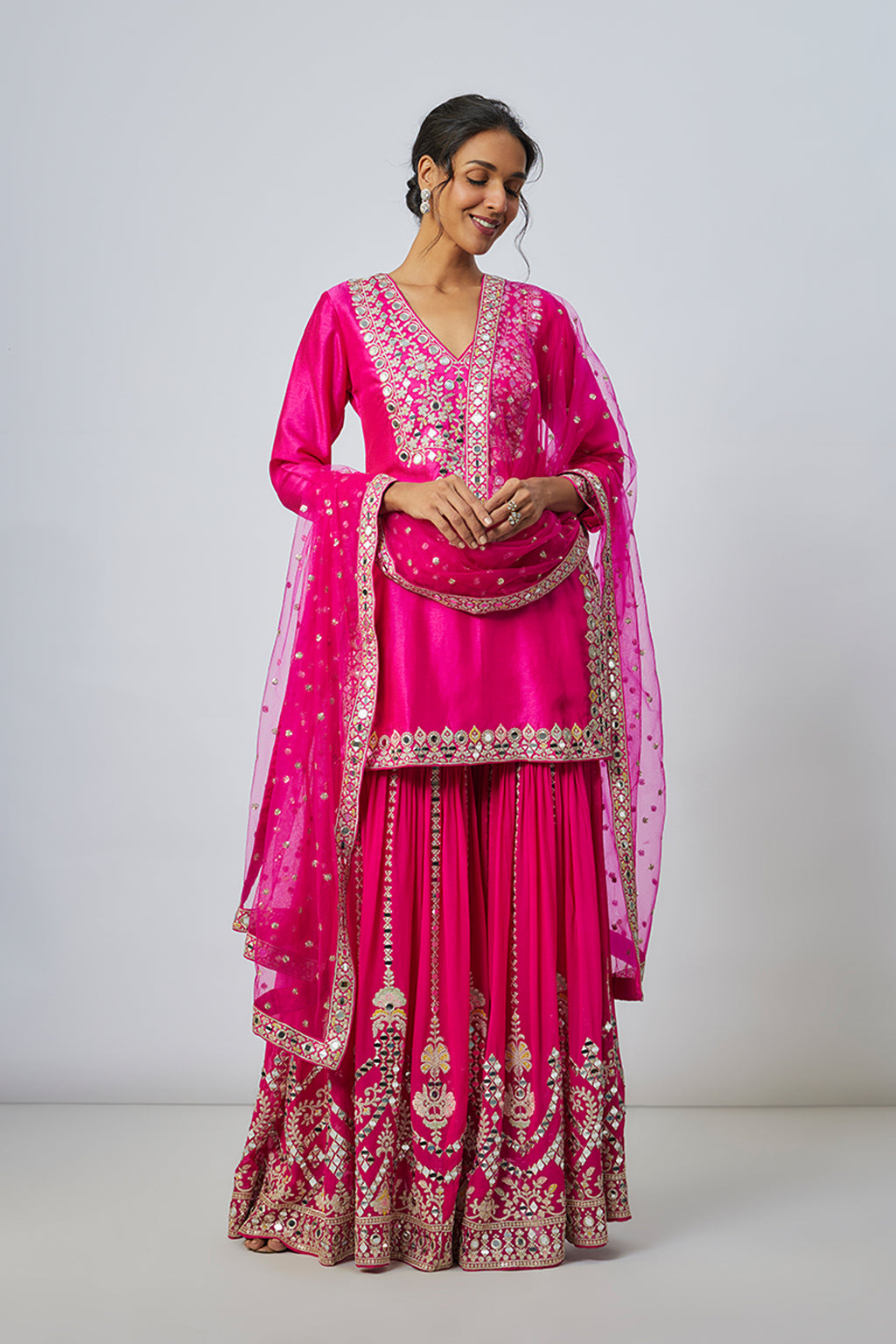 SHARARA KURTA DUPATTA RANI PINK