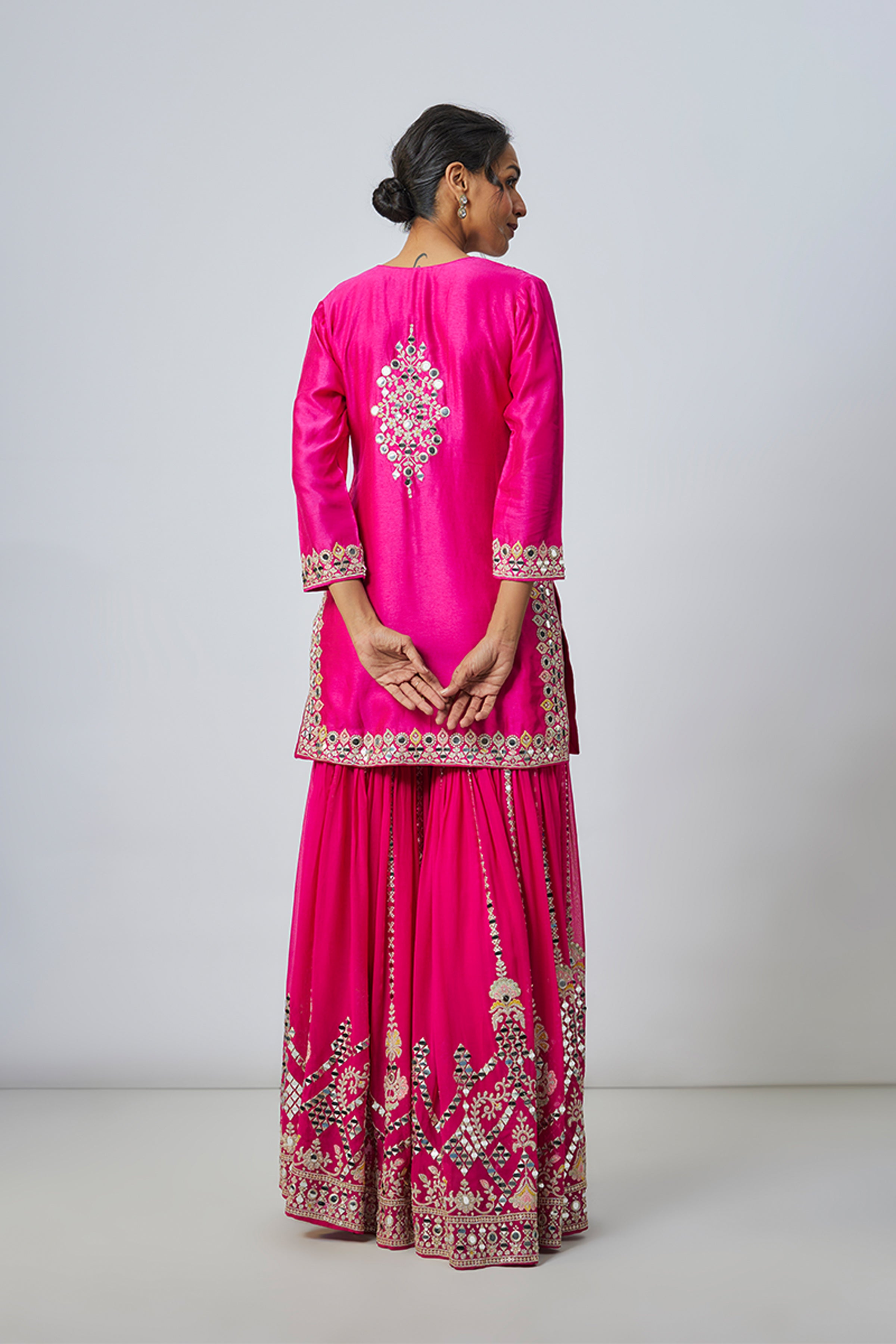 GOPI VAID SHARARA KURTA DUPATTA RANI PINK