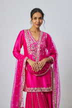 SHARARA KURTA DUPATTA RANI PINK