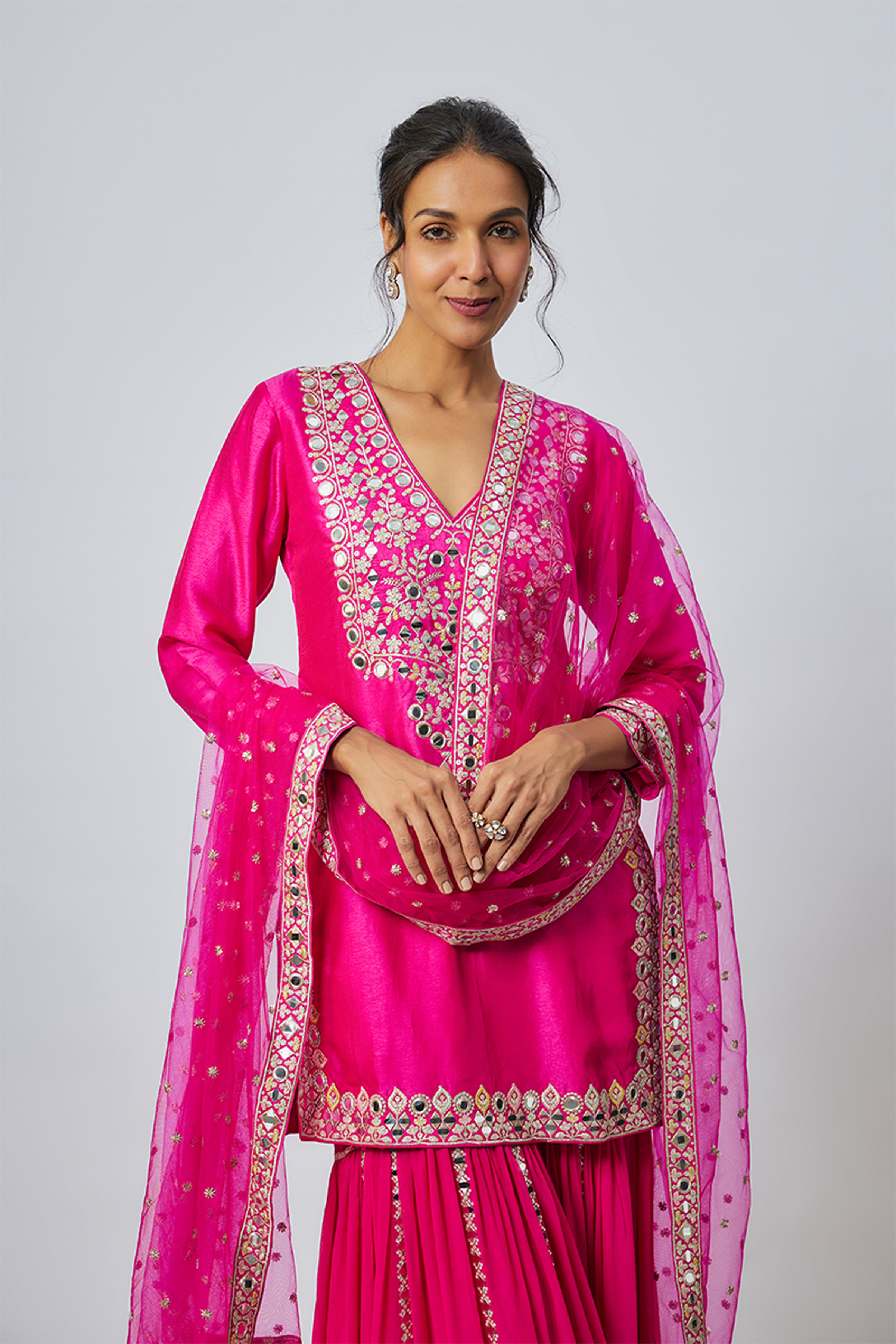 GOPI VAID SHARARA KURTA DUPATTA RANI PINK