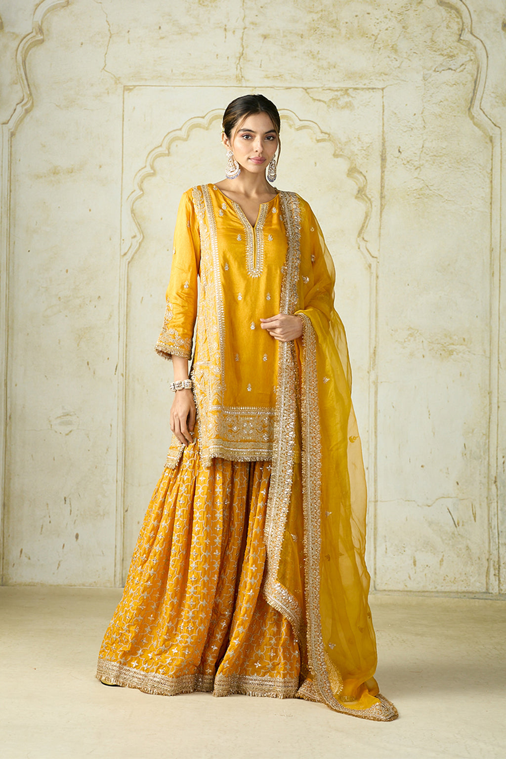 SHARARA KURTA DUPATTA MUSTARD YELLOW