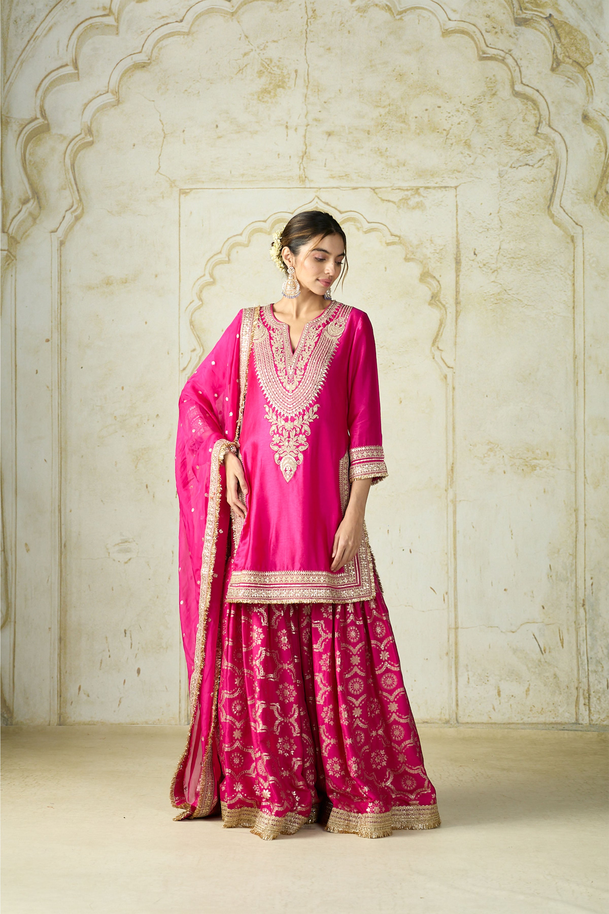 Sharara Kurta Dupatta Pink