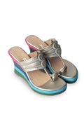 Blue Multicolour Wedge Heels