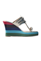 Blue Multicolour Wedge Heels