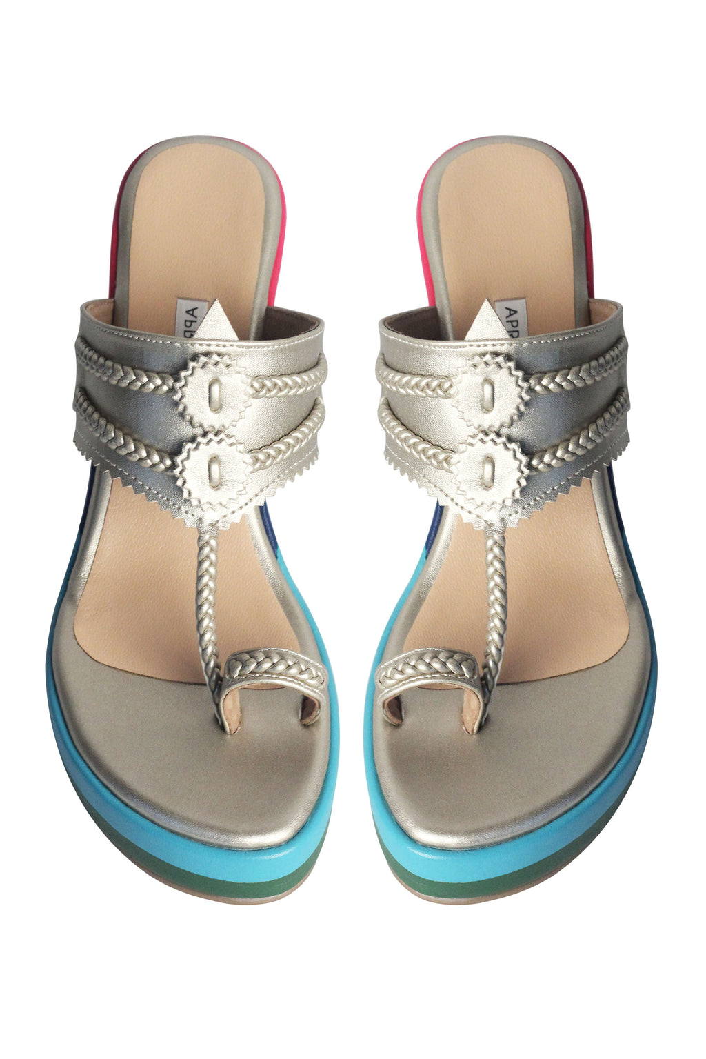 Blue Multicolour Wedge Heels