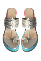 Blue Multicolour Wedge Heels