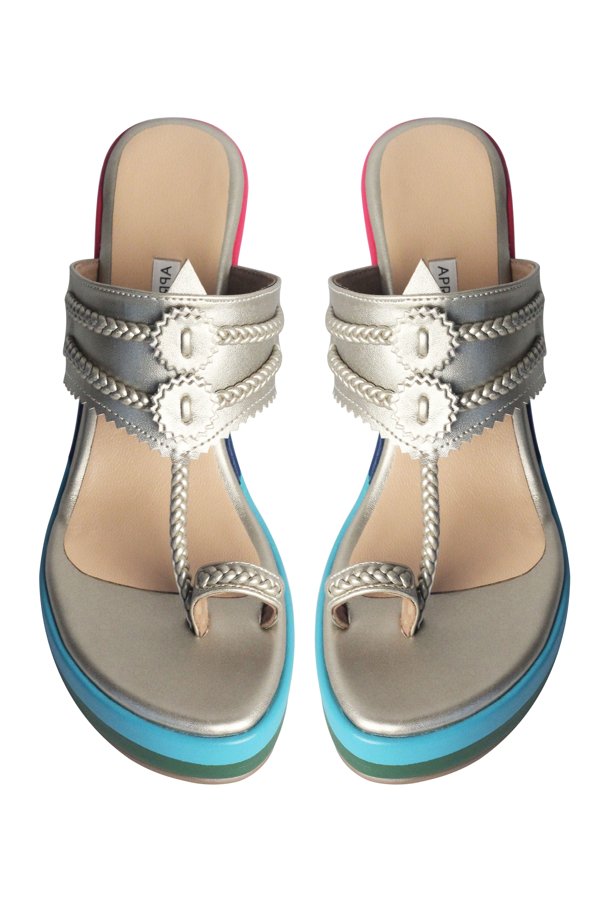 Blue Multicolour Wedge Heels