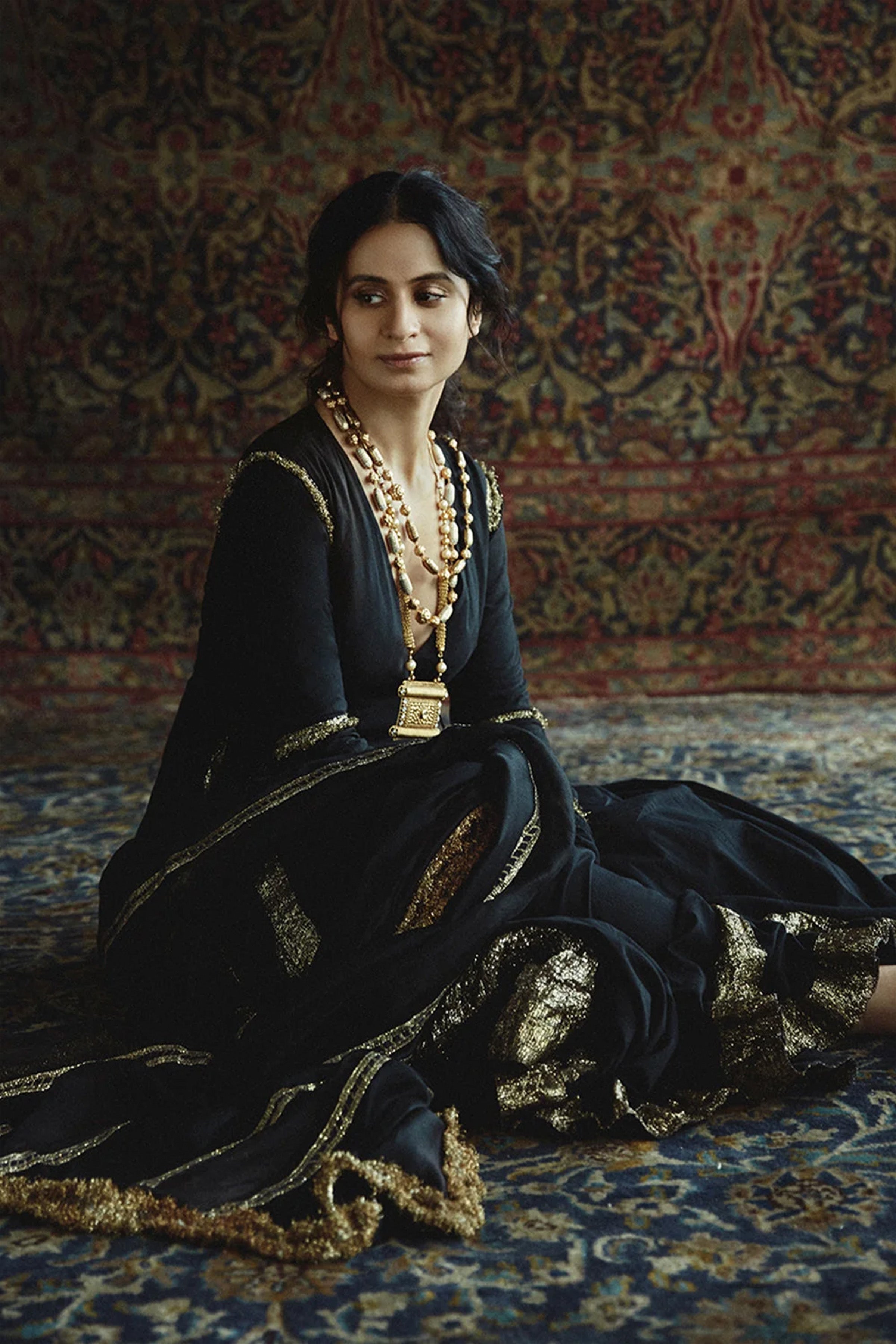 Anarkali Dupatta Churidar Black