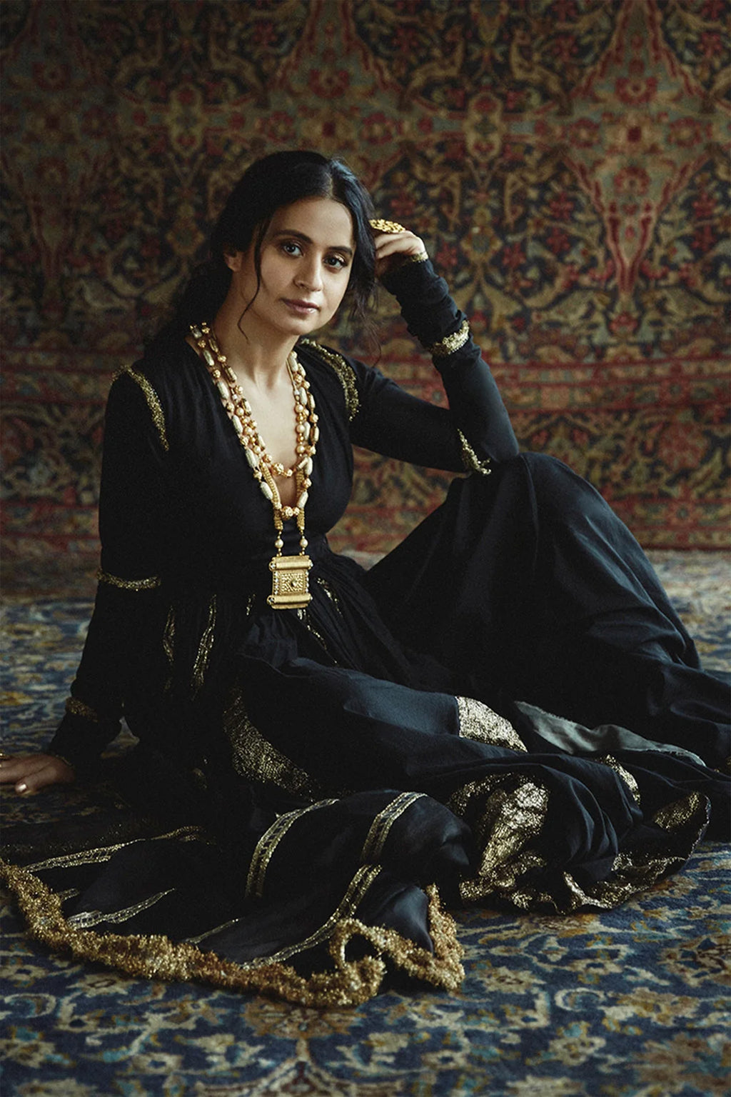 Anarkali Dupatta Churidar Black