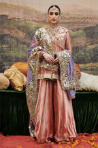 Sharara Peplum Dupatta Coral Teal