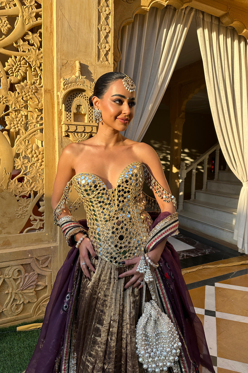 Skirt Corset Dupatta Copper-Purple