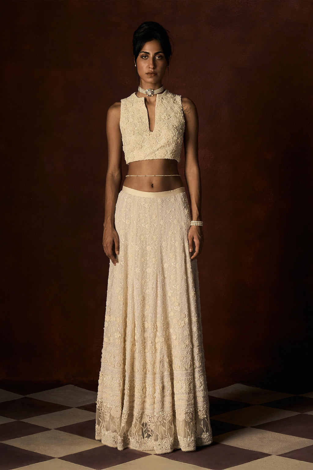 Lehenga Blouse Dupatta Off White