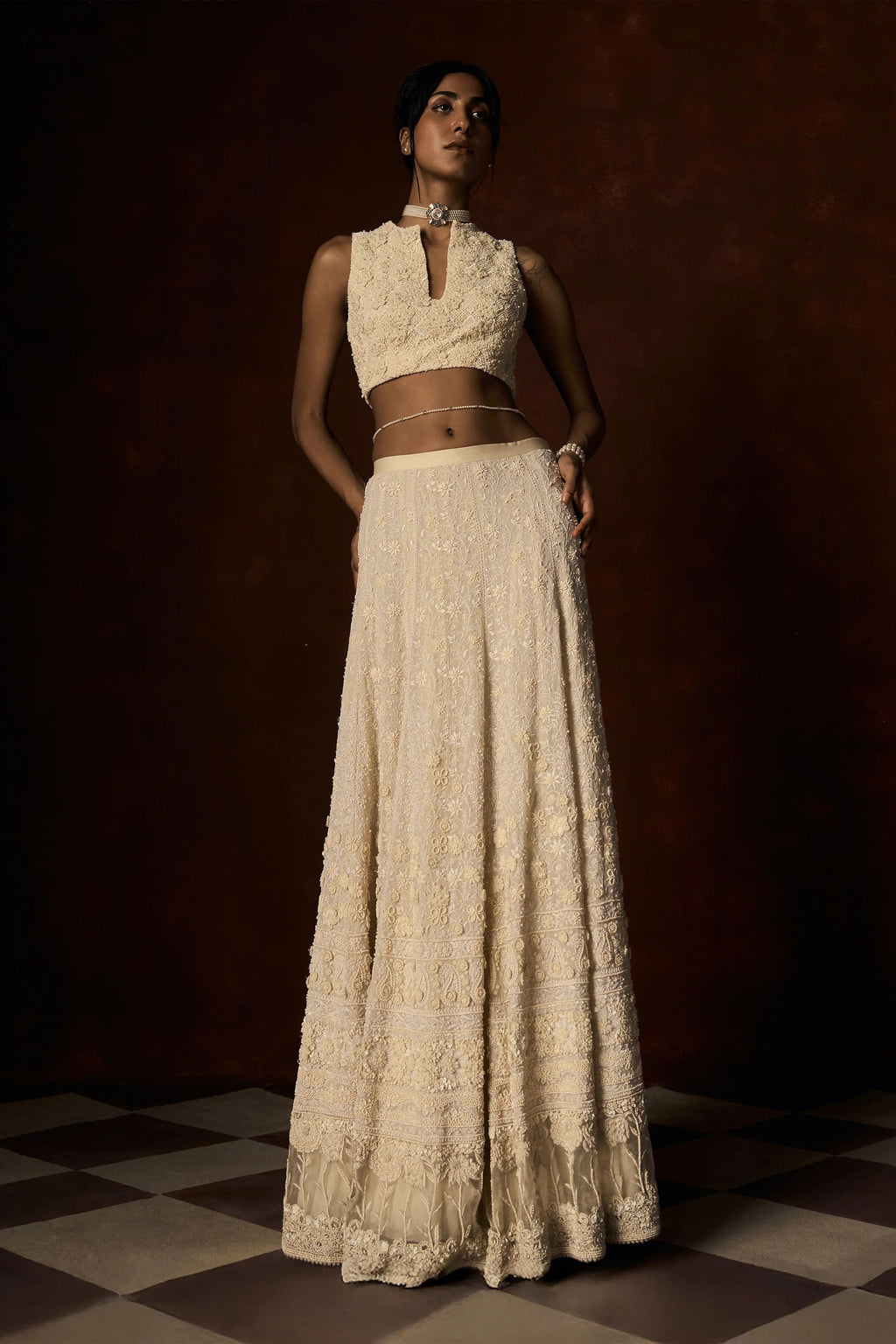 Lehenga Blouse Dupatta Off White