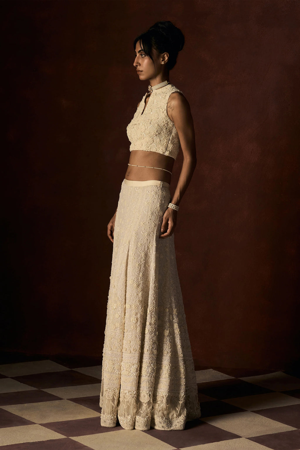 Lehenga Blouse Dupatta Off White