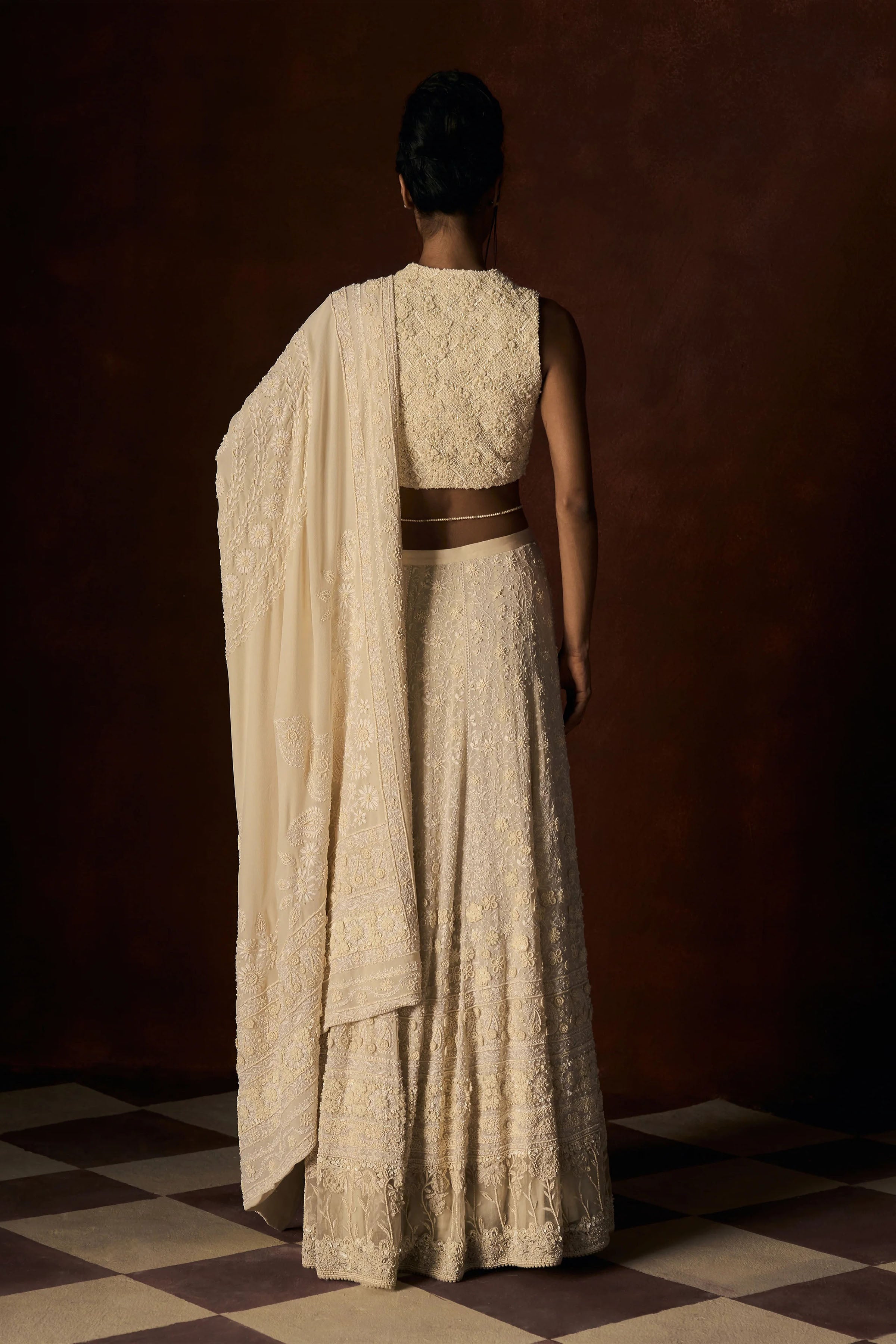 Lehenga Blouse Dupatta Off White