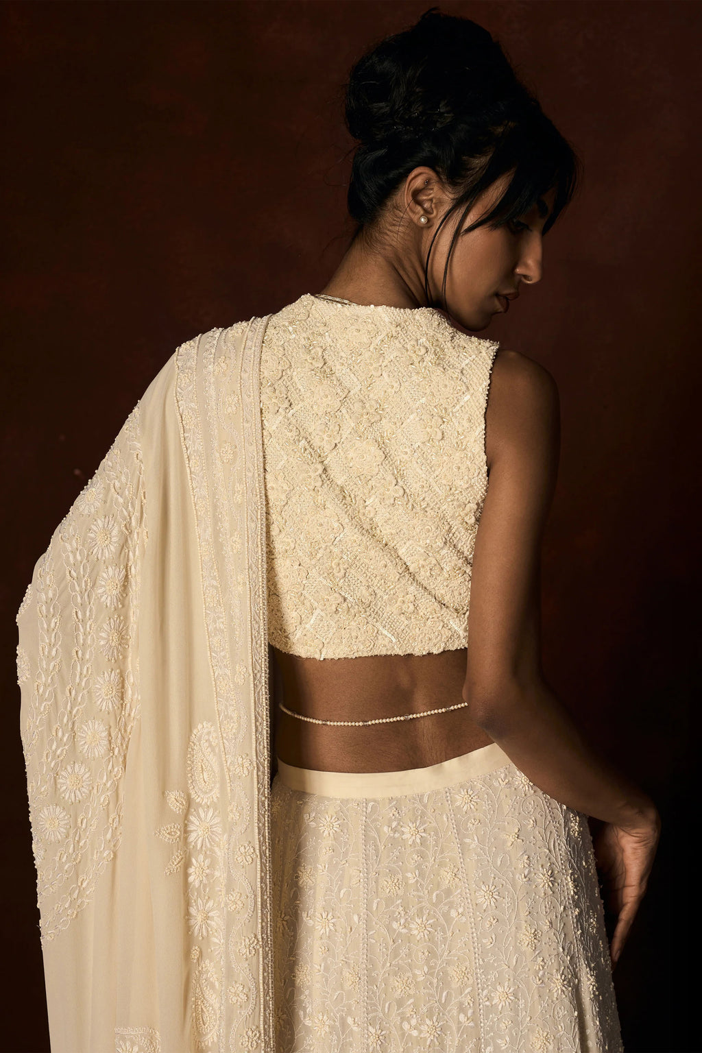 Lehenga Blouse Dupatta Off White