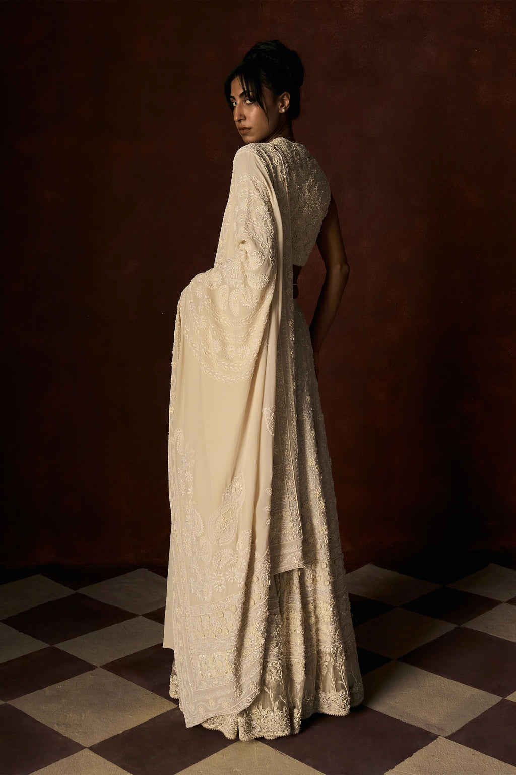 Lehenga Blouse Dupatta Off White