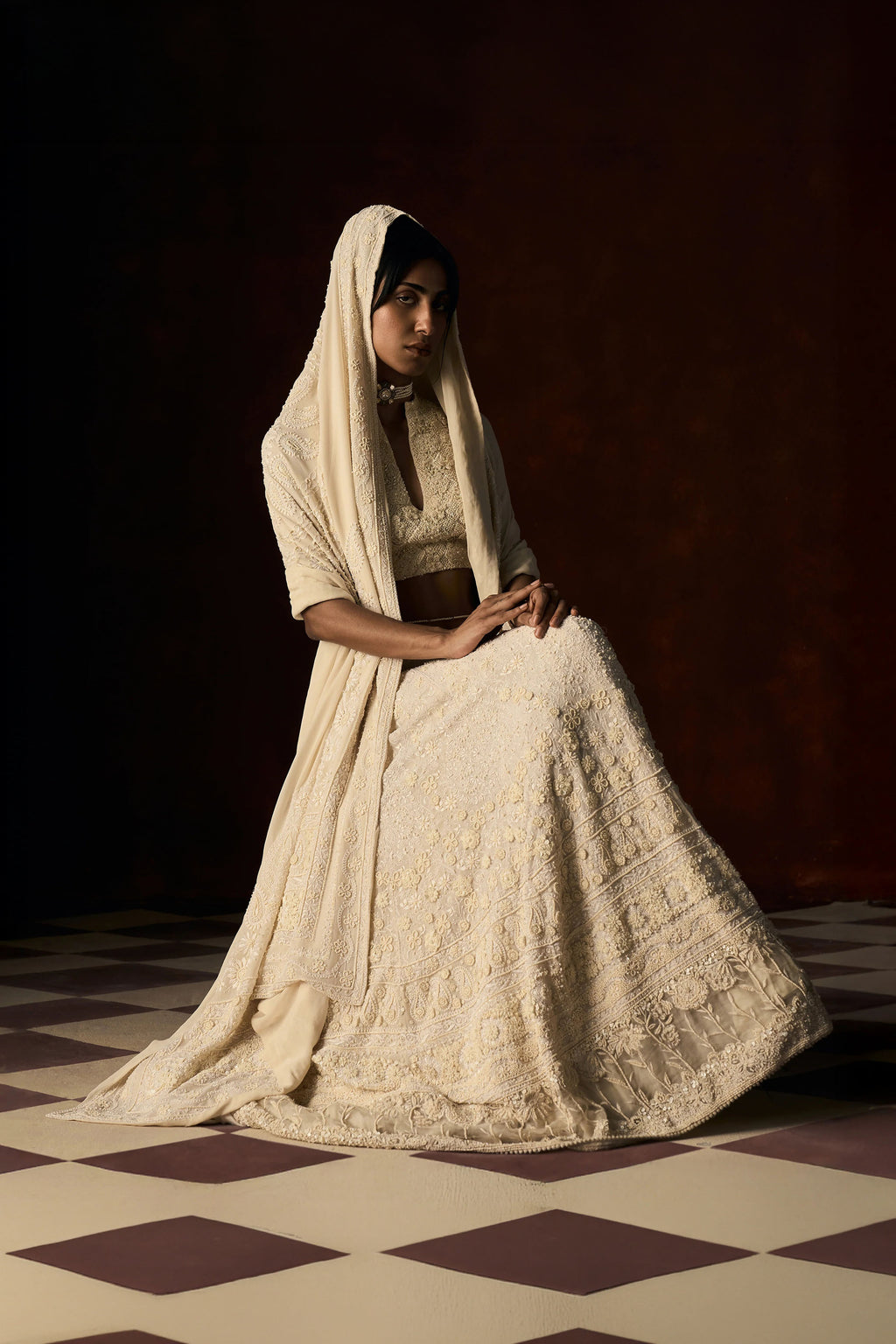 Lehenga Blouse Dupatta Off White