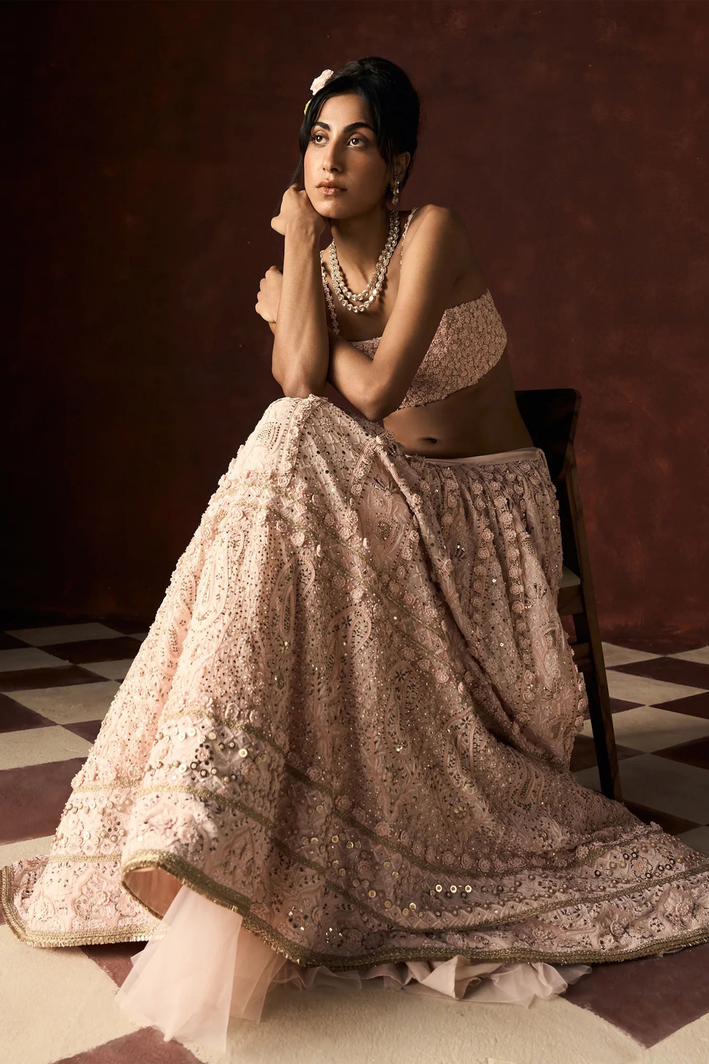 Lehenga Blouse Dupatta  Pink
