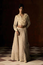 Lehenga Wrap Blouse Beige