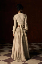 Lehenga Wrap Blouse Beige