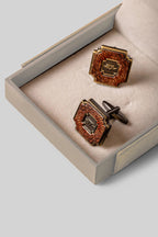 Cufflinks Orange Antique-Gold Black-White