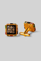 Cufflinks Antique-Gold-Black Chevron Phoenix