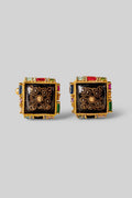 Cufflinks  Gold-Black-Brass White Orange
