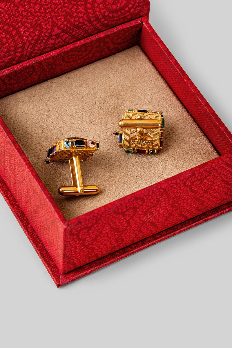 Cufflinks  Gold-Black-Brass White Orange