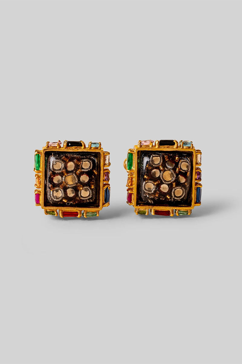 Cufflinks Gold-Black Antique Teal Black