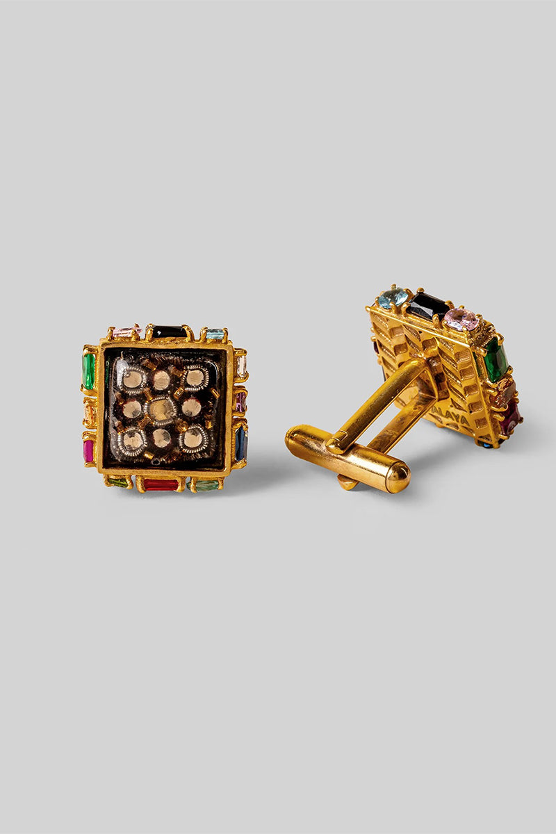 Cufflinks Gold-Black Antique Teal Black