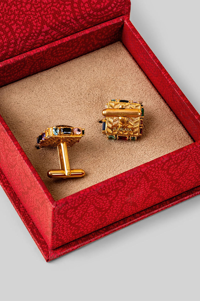 Cufflinks Gold-Black Antique Teal Black