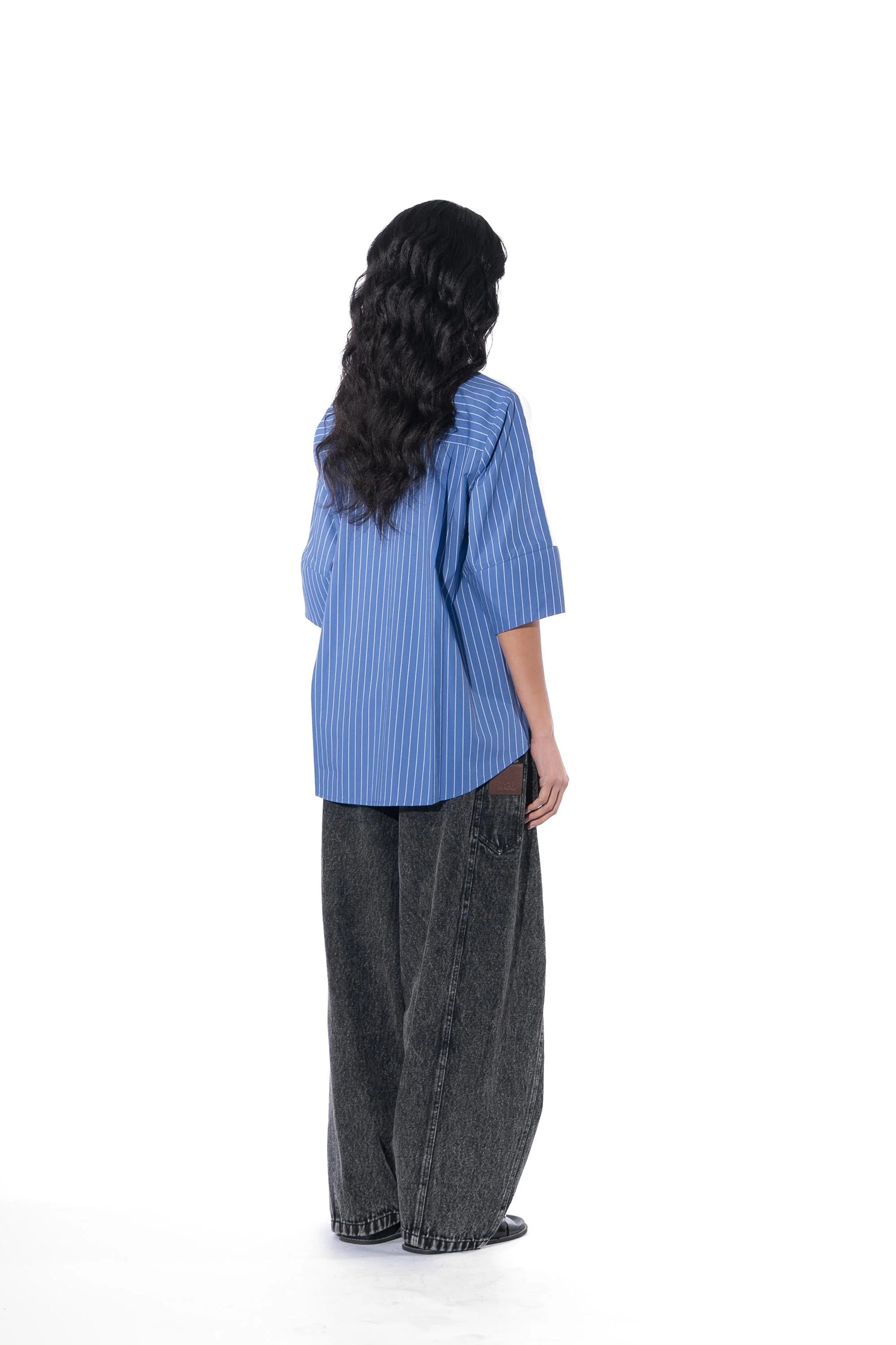 Shirt White and Blue Striper