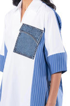 Shirt White and Blue Striper