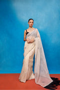 Saree Blouse Fabric Off-white Ice-blue