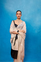 Saree Blouse Fabric Off-white Ice-blue
