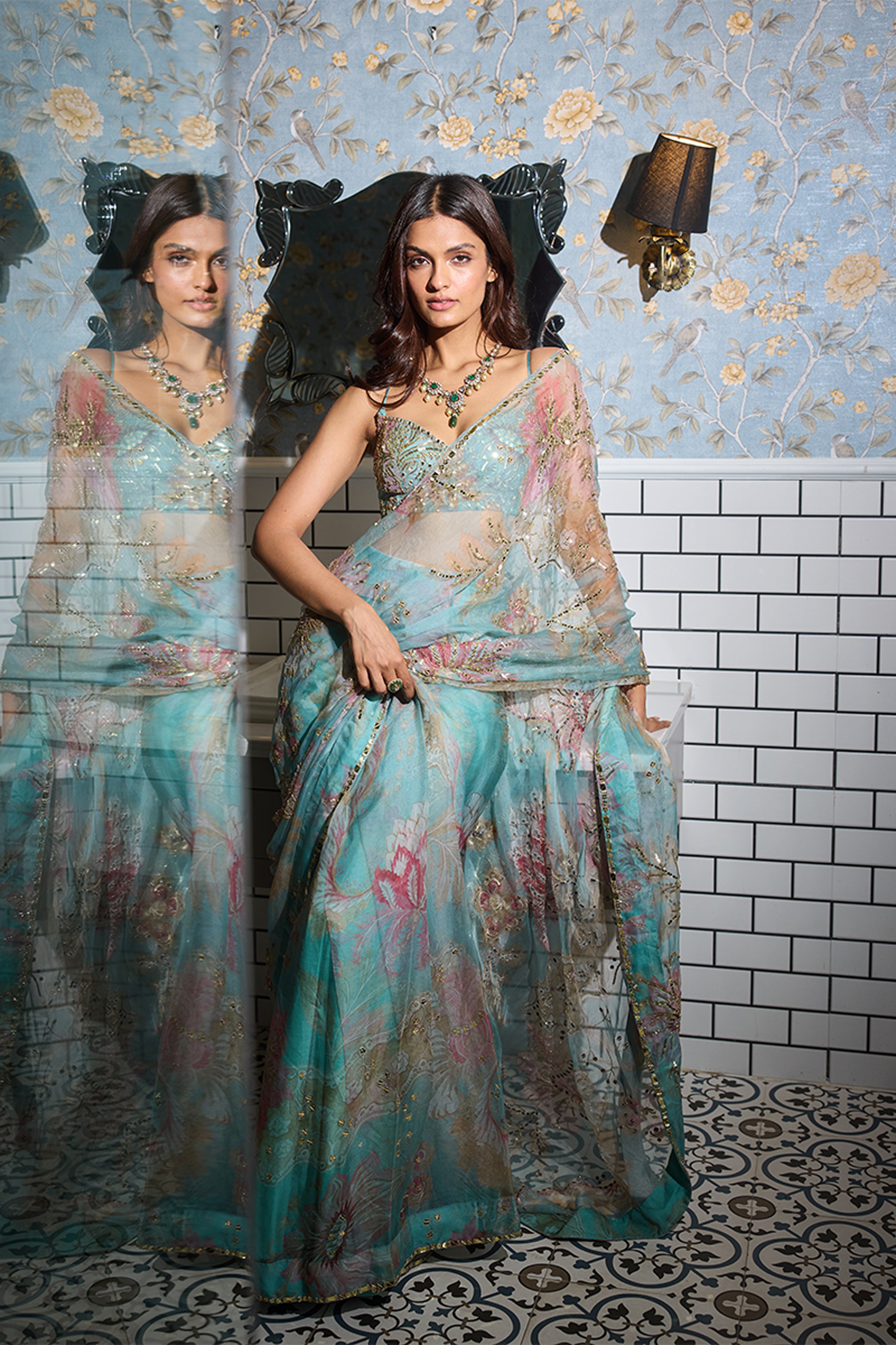 DRAPE SAREE BLOUSE JADE GREEN