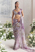 Drape Saree Blouse Lilac Steel