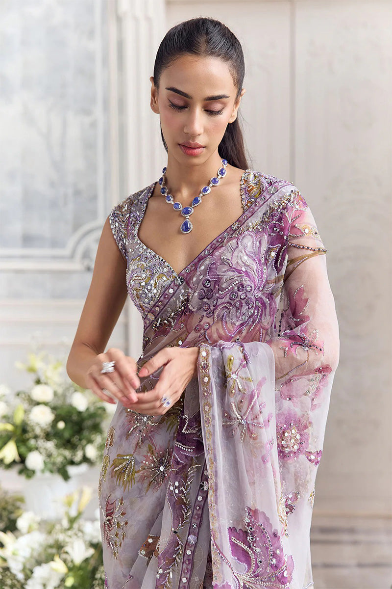 Drape Saree Blouse Lilac Steel