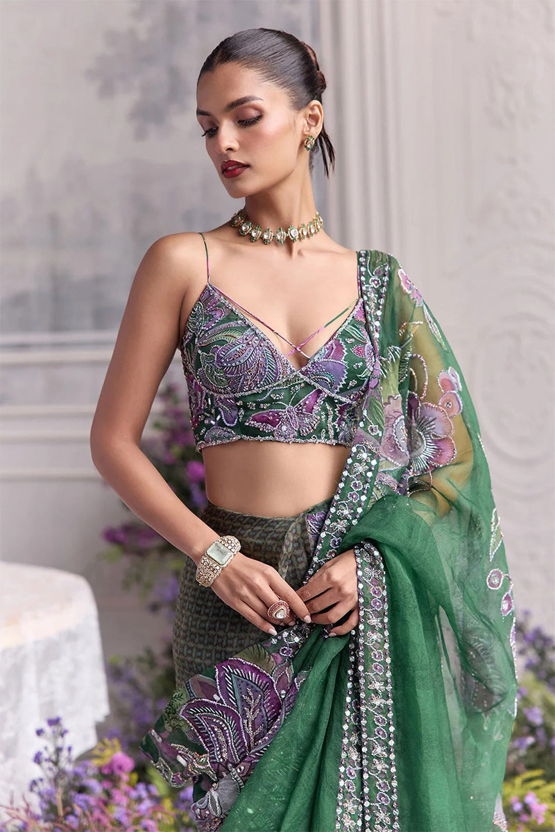 Drape Saree Blouse Forest Green
