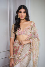 DRAPE SAREE BLOUSE IVORY
